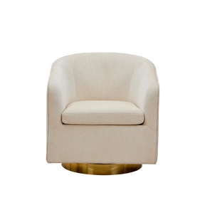 Charlotte Tub Swivel Armchair Ivory Front  View in a White Background