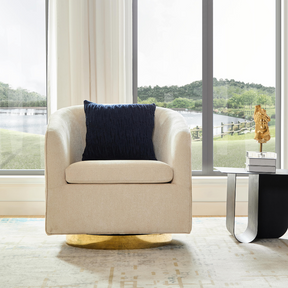Charlotte Tub Swivel Armchair Ivory Front On View  in a Room Setting