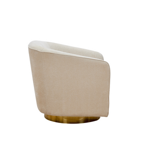 Charlotte Tub Swivel Armchair Ivory  Side View in a White Background