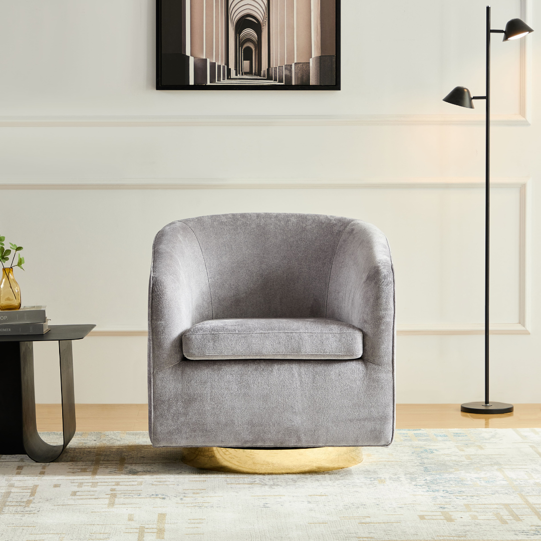 Charlotte Tub Swivel Armchair - Grey BUBULAND HOME