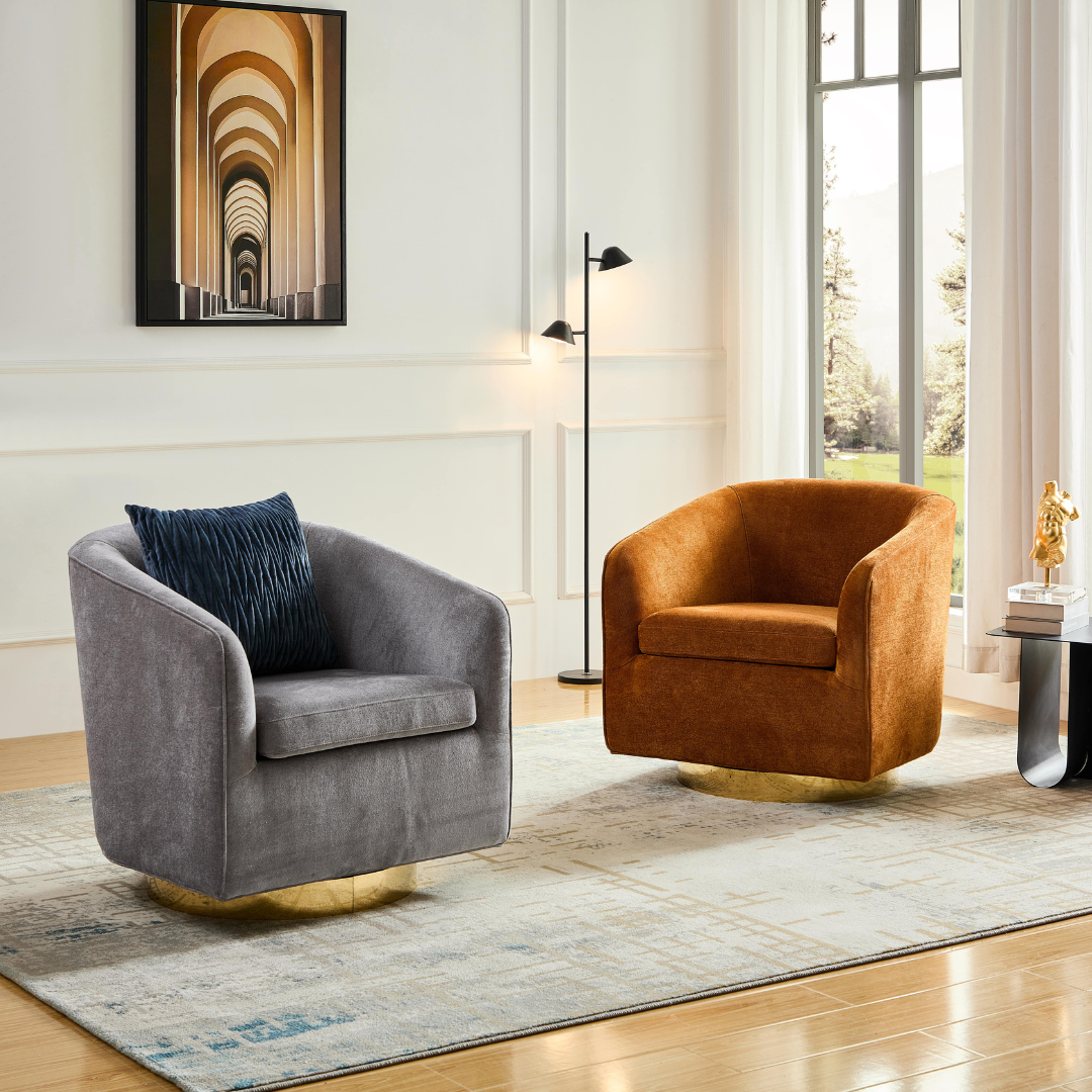 Charlotte Tub Swivel Armchair - Grey BUBULAND HOME