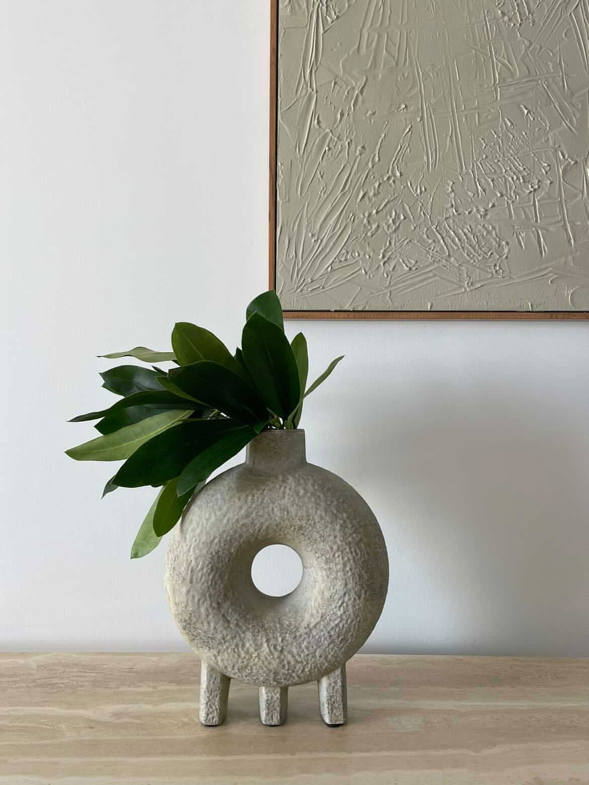 Circular Series Ceramic Vase - Ivory A - BUBULAND HOME