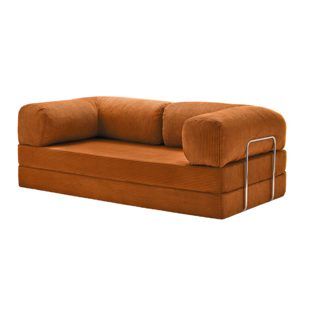 Belle Convertible Sofa Bed - Orange Corduroy