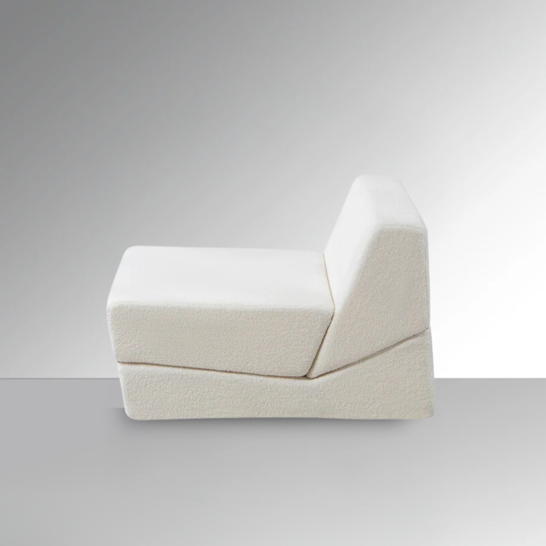 Puzzo Convertible Lounge Chair - White Premium Fabric