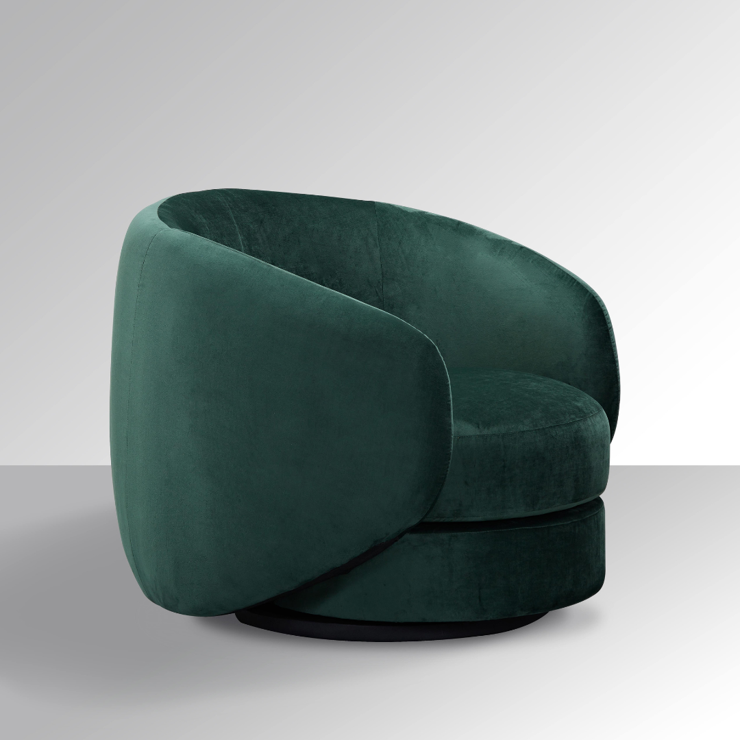 Cuddo Swivel Armchair - Green Velvet - BUBULAND HOME