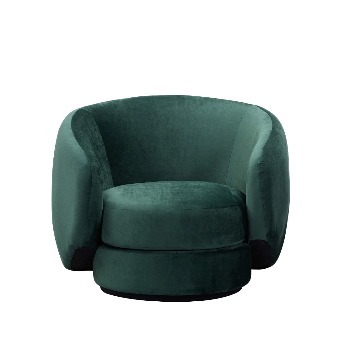 Cuddo Swivel Armchair - Green Velvet BUBULAND HOME