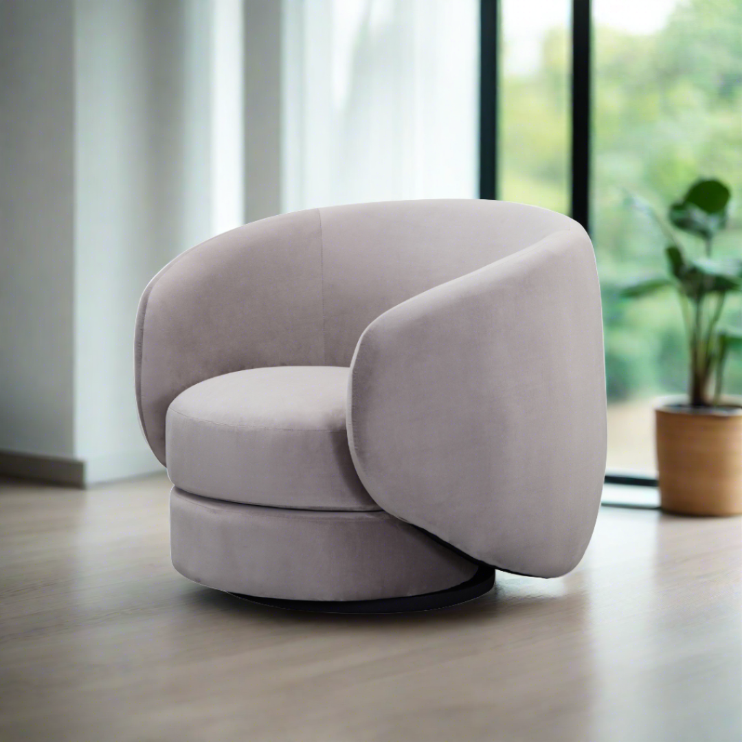 Cuddo Swivel Armchair - Grey Velvet - BUBULAND HOME