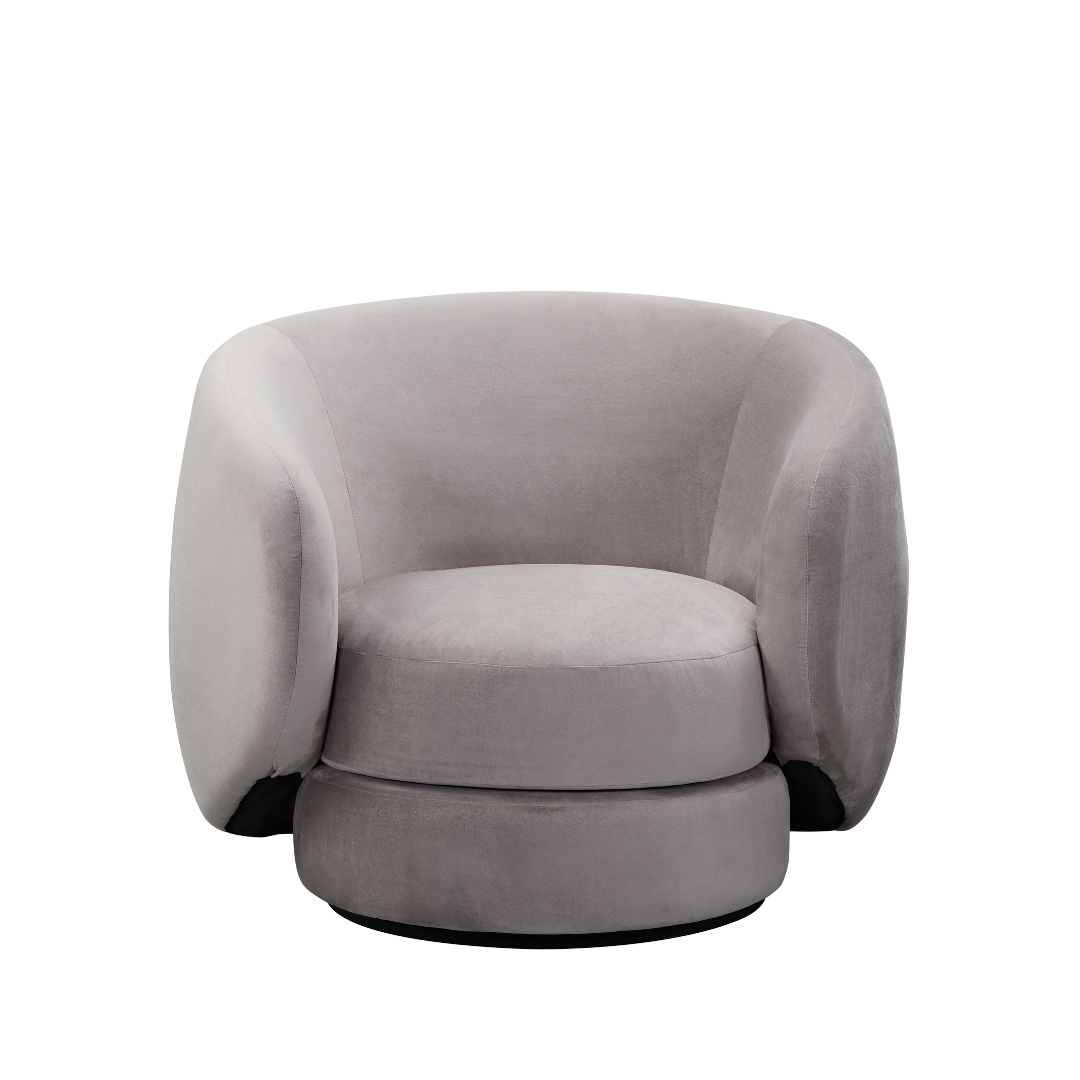 Cuddo Swivel Armchair - Grey Velvet BUBULAND HOME