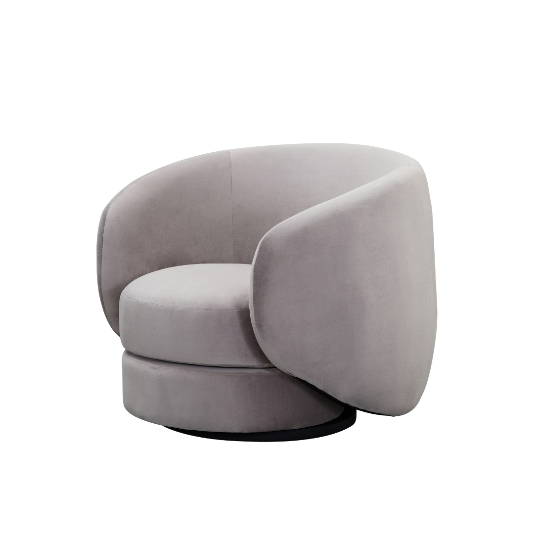 Cuddo Swivel Armchair - Grey Velvet BUBULAND HOME