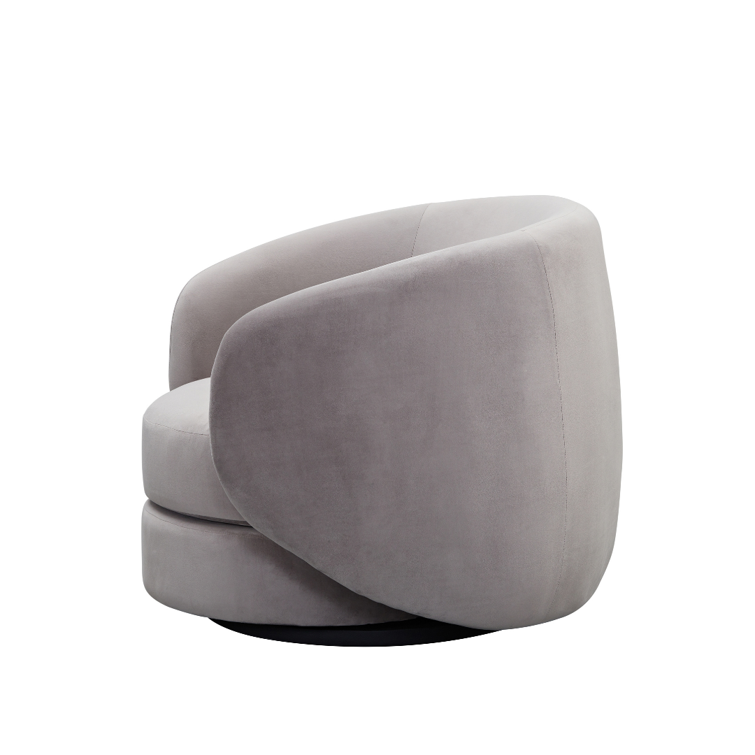 Cuddo Swivel Armchair - Grey Velvet BUBULAND HOME