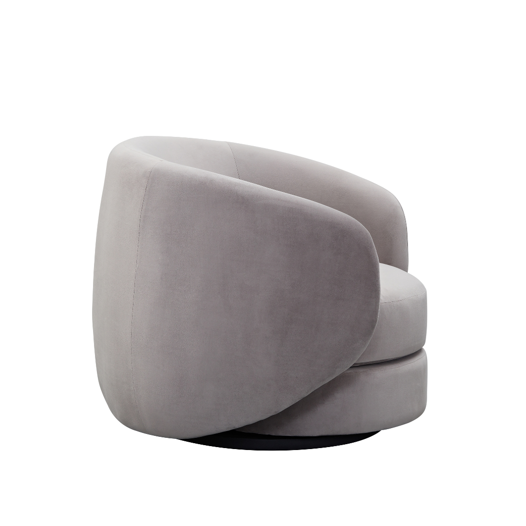 Cuddo Swivel Armchair - Grey Velvet BUBULAND HOME