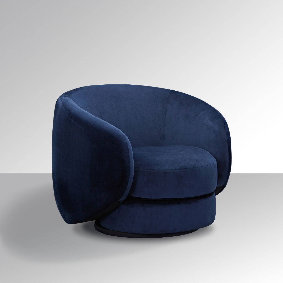 Cuddo Swivel Armchair - Navy Blue - BUBULAND HOME