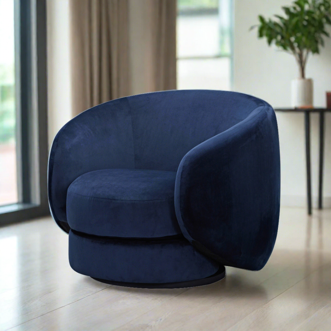 Cuddo Swivel Armchair - Navy Blue - BUBULAND HOME