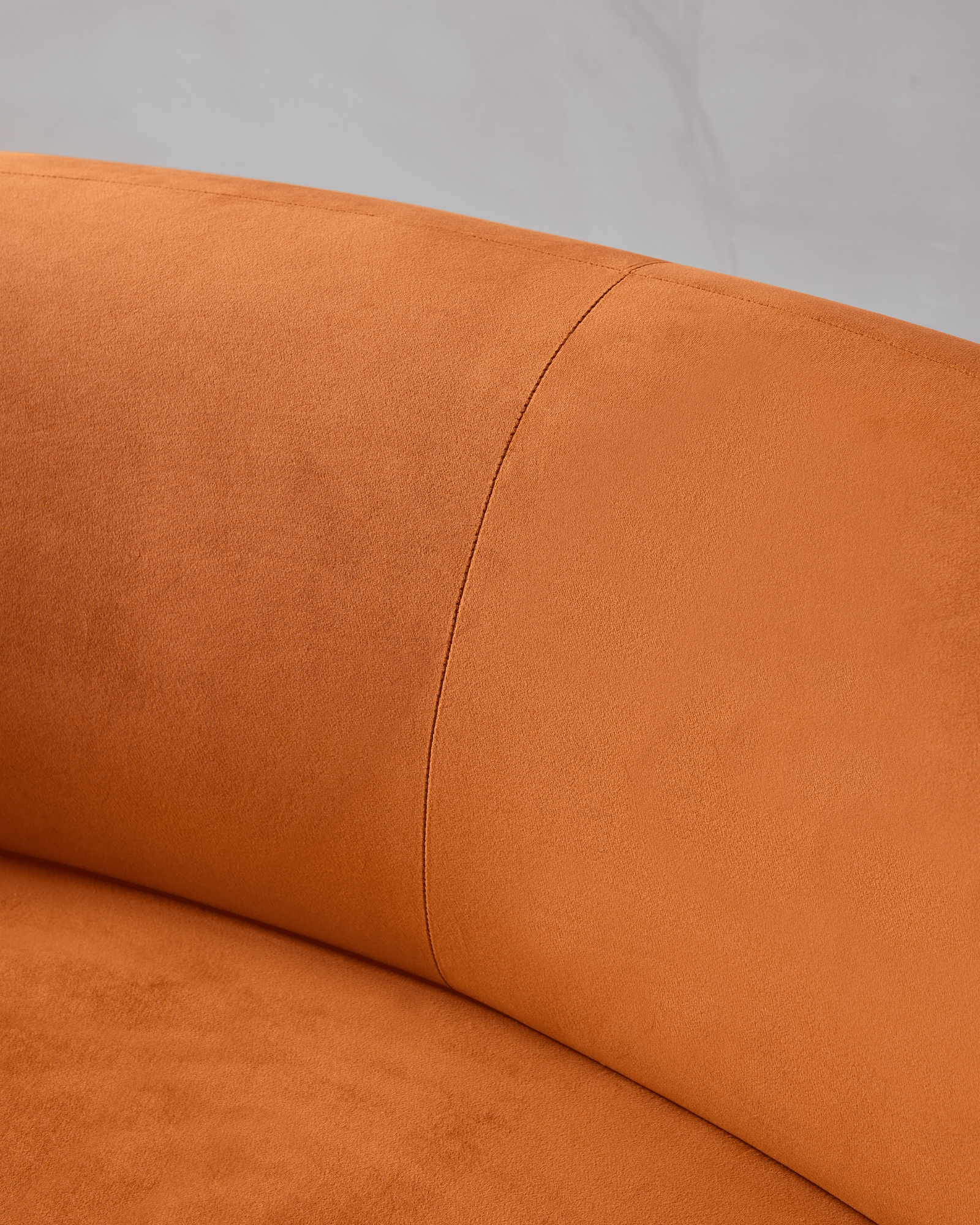 Curvo 3 Seater Velvet Sofa - Burnt Orange on Close Up Shot