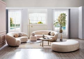 Curvo 2.5 Seater Velvet Sofa - Shell BUBULAND HOME