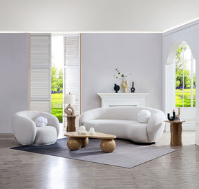 Curvo 3 Seater Boucle Sofa - Premium Ivory BUBULAND HOME