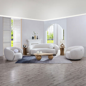 Curvo 3 Seater Boucle Sofa - Premium Ivory BUBULAND HOME