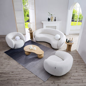 Curvo 3 Seater Boucle Sofa - Premium Ivory BUBULAND HOME