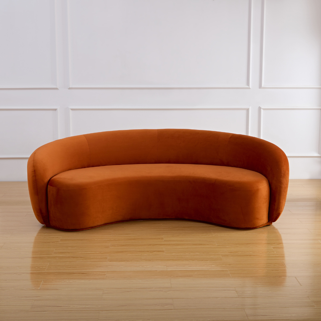 Curvo 3 Seater Velvet Sofa - Burnt Orange BUBULAND HOME