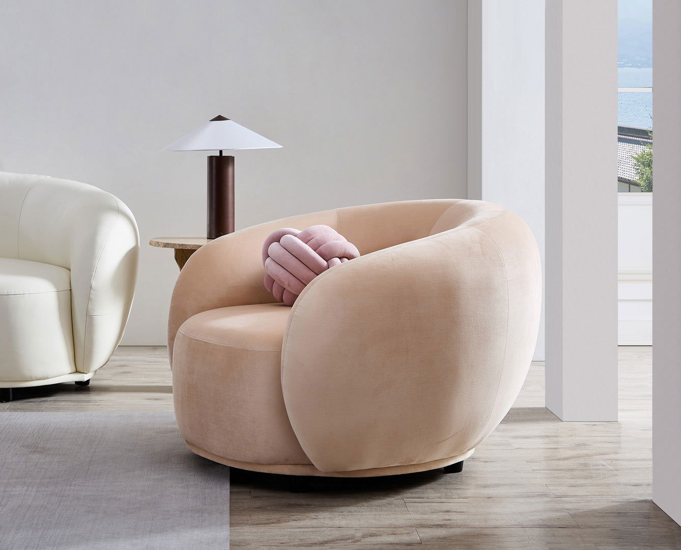 Curvo Occasional Armchair - Velvet Shell - sofa Shell Velvet BUBULAND HOME