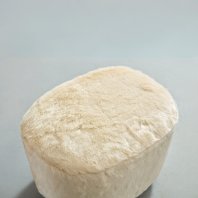 Curvo Oval Ottoman - Cream Faux Fur BUBULAND HOME