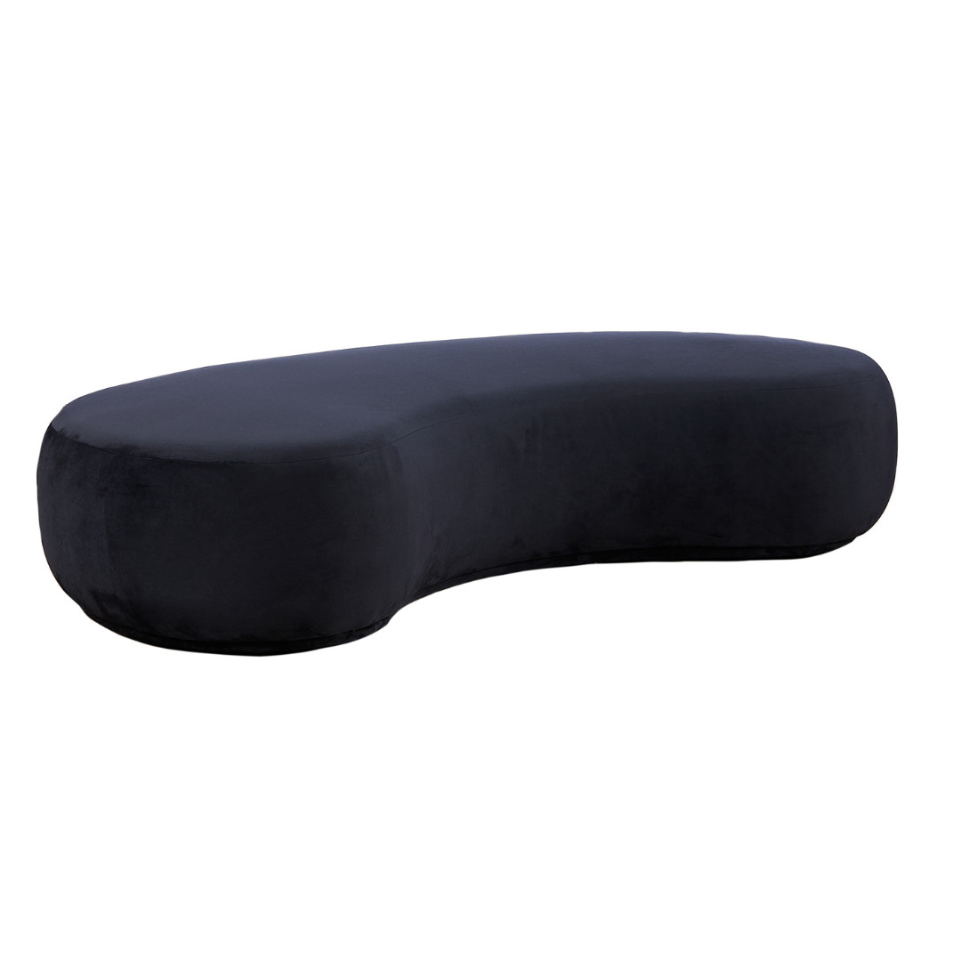 Curvo Velvet Curved Long Ottoman - Black - BUBULAND HOME