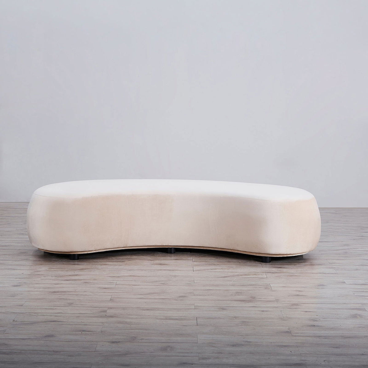 Curvo Velvet Curved Long Ottoman - Shell BUBULAND HOME
