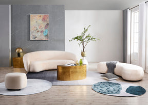Curvo Velvet Curved Long Ottoman - Shell BUBULAND HOME
