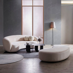 Curvo Velvet Curved Long Ottoman - Shell BUBULAND HOME