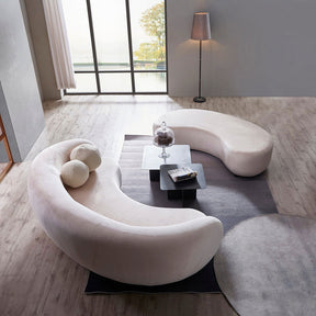 Curvo Velvet Curved Long Ottoman - Shell BUBULAND HOME