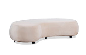 Curvo Velvet Curved Long Ottoman - Shell BUBULAND HOME