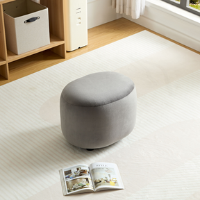 Curvo Velvet Oval Ottoman - Grey - sofa Grey Velvet BUBULAND HOME