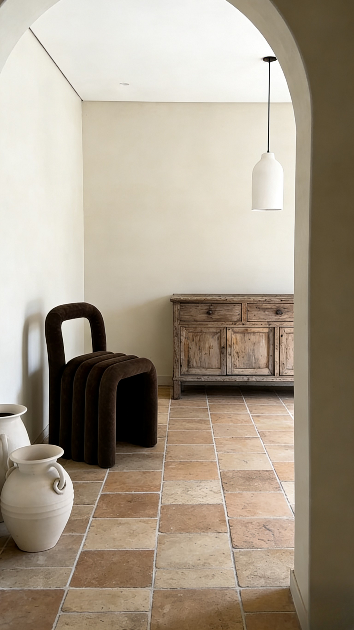 Arch Ribbed Dining Chair | Brown Velvet