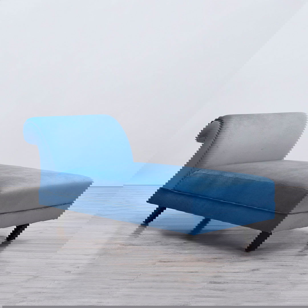 Delatite Velvet Daybed Chaise Lounge - Blue BUBULAND HOME