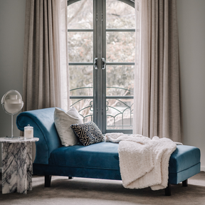 Delatite Velvet Daybed Chaise Lounge - Blue BUBULAND HOME