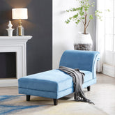 Delatite Velvet Daybed Chaise Lounge - Blue BUBULAND HOME