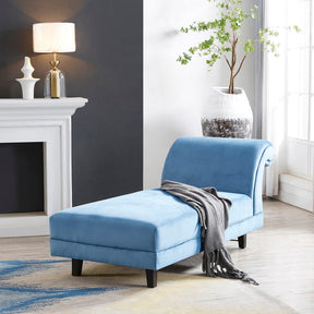 Delatite Velvet Daybed Chaise Lounge - Blue BUBULAND HOME