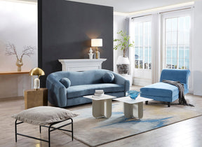 Delatite Velvet Daybed Chaise Lounge - Blue BUBULAND HOME