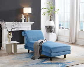 Delatite Velvet Daybed Chaise Lounge - Blue BUBULAND HOME