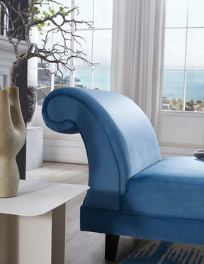 Delatite Velvet Daybed Chaise Lounge - Blue BUBULAND HOME
