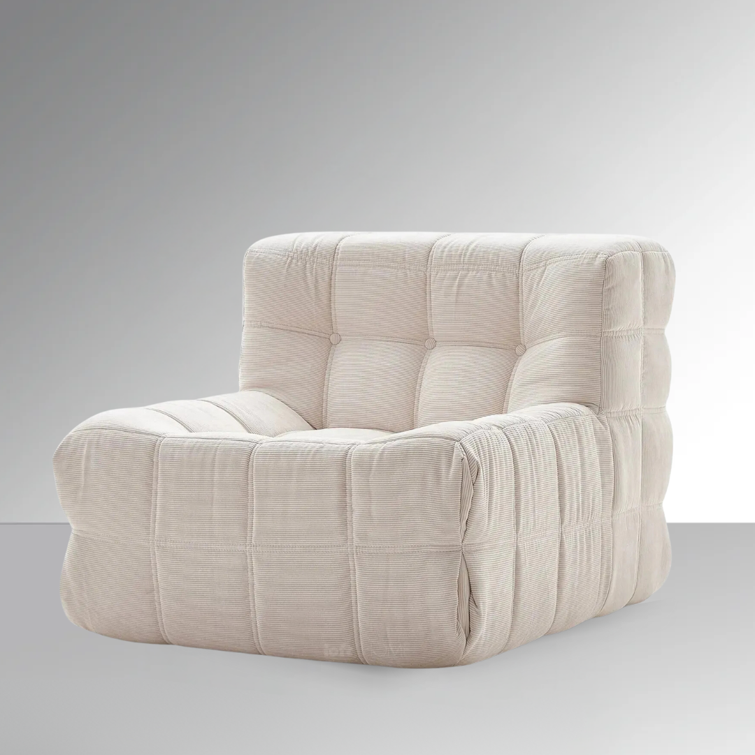 Dice Lounge Chair - Natural White Corduroy - BUBULAND HOME