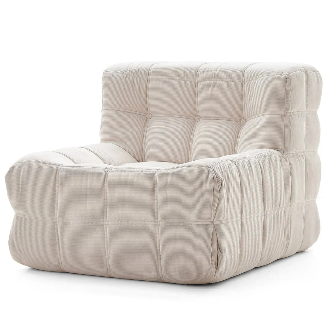 Dice Lounge Chair - Natural White Corduroy - BUBULAND HOME