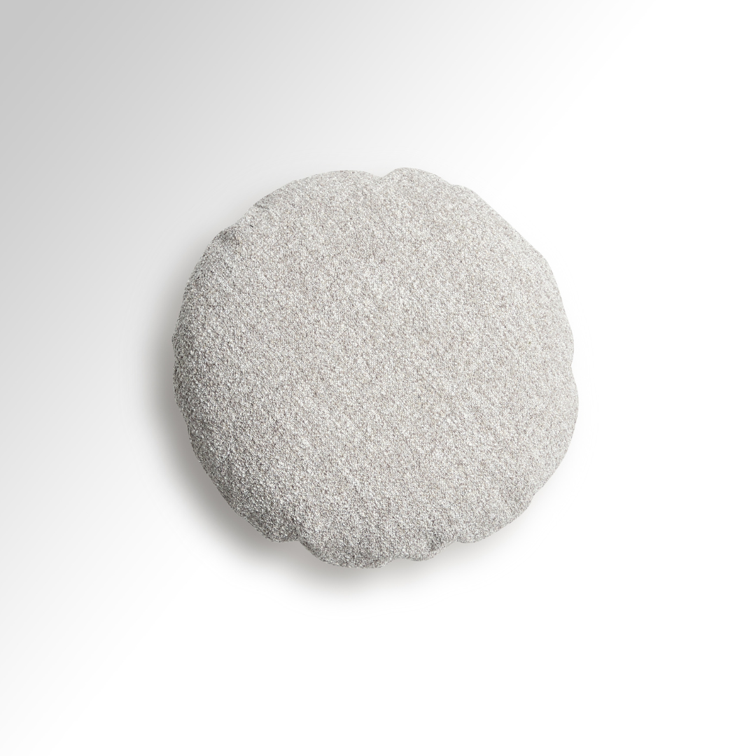 Moon Premium Weave Fabric Cushion - Dual Colours White/Dove Grey Flat Round BUBULAND HOME