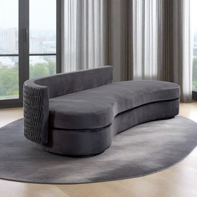 Dutti Curved 4 Seater Sofa with Pinched Plate - Grey Velvet BUBULAND HOME