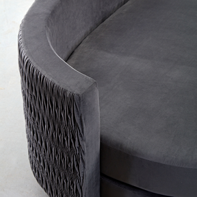 Dutti Curved 4 Seater Sofa with Pinched Plate - Grey Velvet BUBULAND HOME