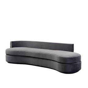 Dutti Curved 4 Seater Sofa with Pinched Plate - Grey Velvet BUBULAND HOME