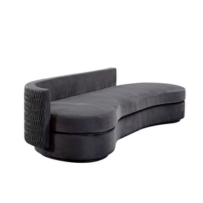 Dutti Curved 4 Seater Sofa with Pinched Plate - Grey Velvet BUBULAND HOME