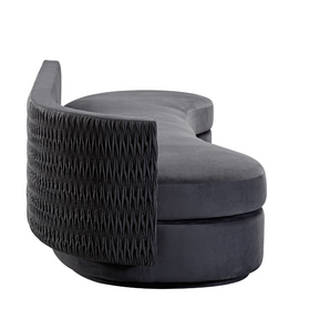 Dutti Curved 4 Seater Sofa with Pinched Plate - Grey Velvet BUBULAND HOME