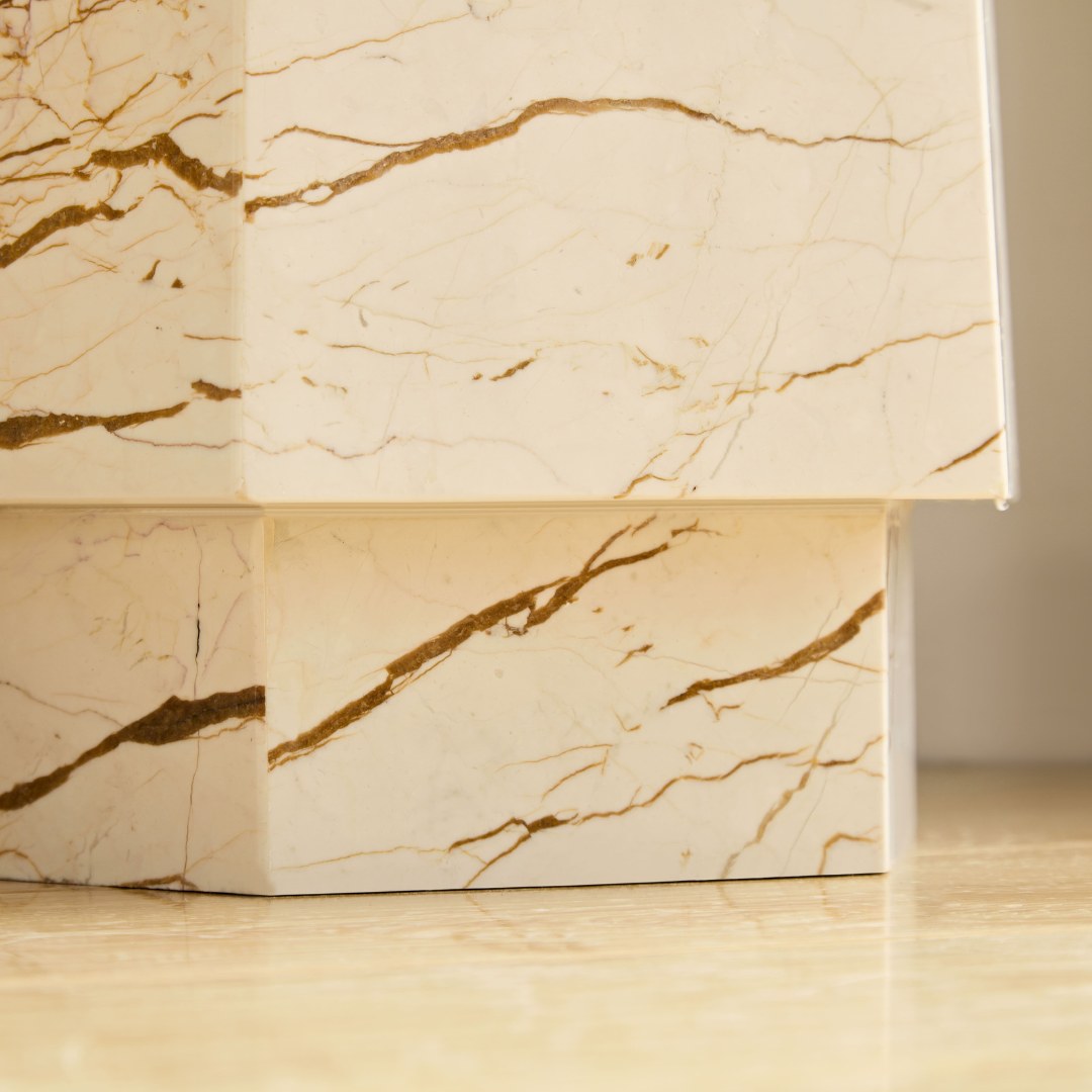 Elliot Hexagonal Marble Plinth - Brown Vein - Tall - Plinth Default Title BUBULAND HOME