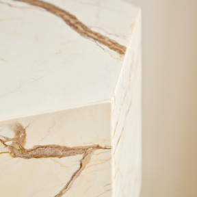 Elliot Hexagonal Marble Plinth - Brown Vein - Tall - Plinth Default Title BUBULAND HOME